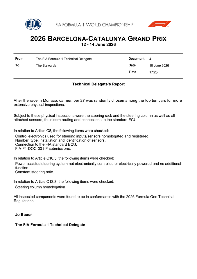 Thumbnail for Doc 4 - Post-Race Checks on Car 27, Monaco GP 2026