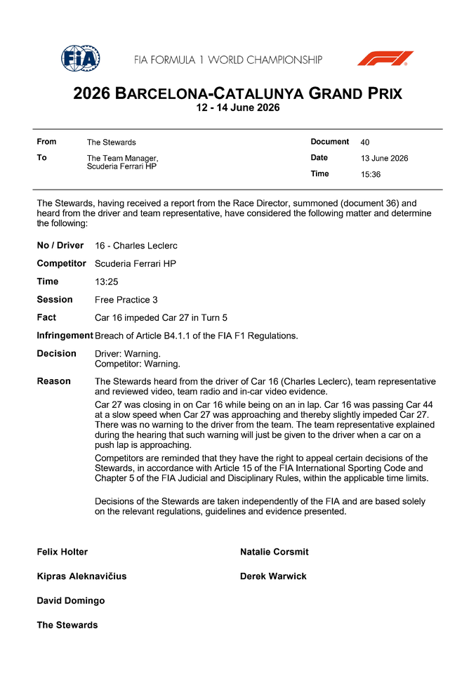 Thumbnail for Doc 40 - Infringement - Car 16 - Impeding of Car 27