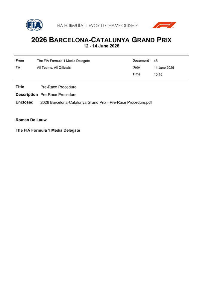 Thumbnail for Doc 48 - Pre-Race Procedure