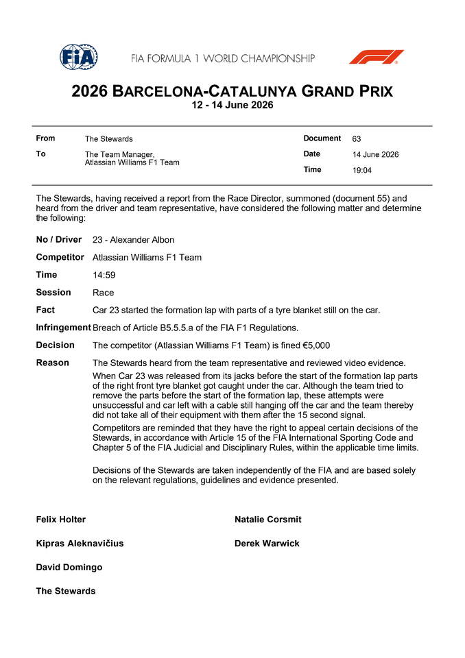 Thumbnail for Doc 63 - Infringement - Car 23 - Start Procedure Infringement