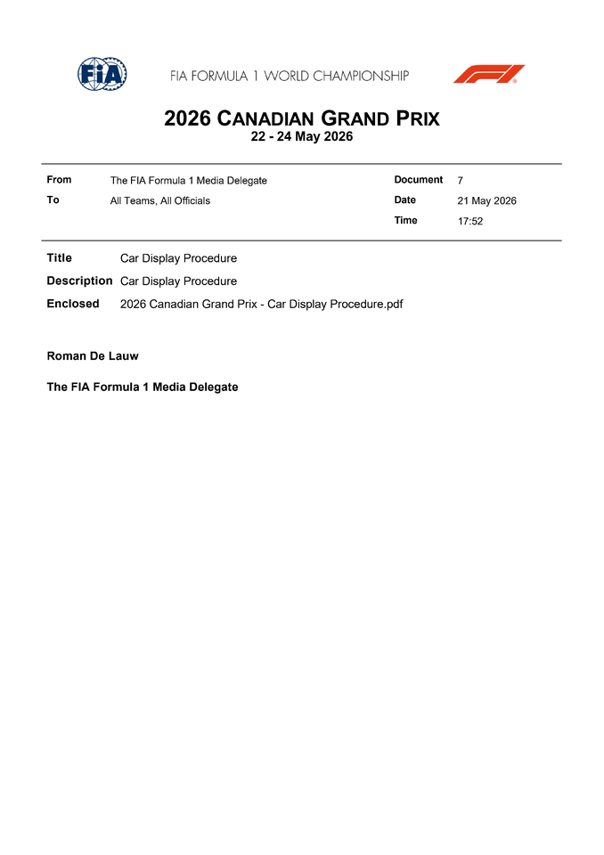 Thumbnail for Doc 7 - Car Display Procedure