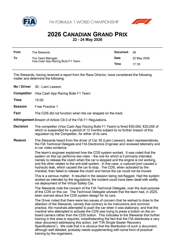 Thumbnail for Doc 26 - Infringement - Car 30 - Breach of Article C9.3