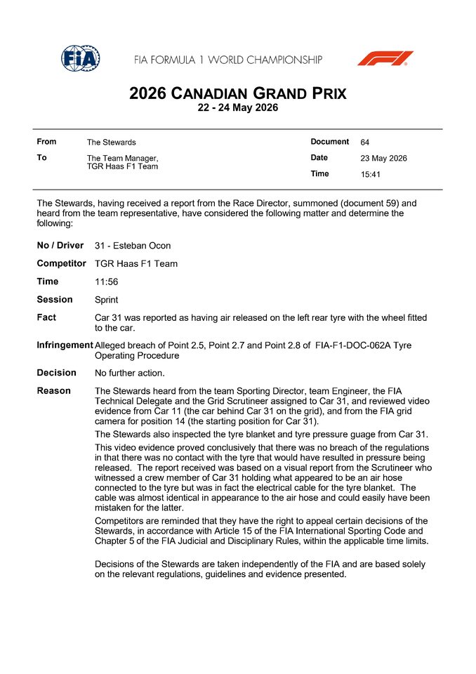 Thumbnail for Doc 64 - Decision - Car 31 - Alleged Procedural Infringement
