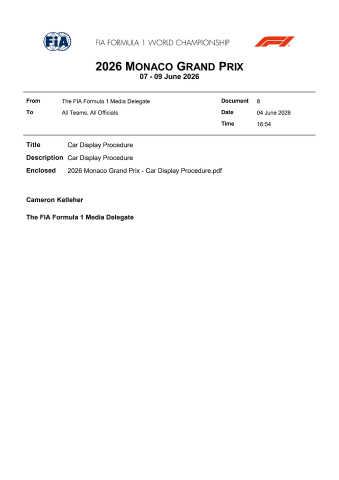 Thumbnail for Doc 8 - Car Display Procedure