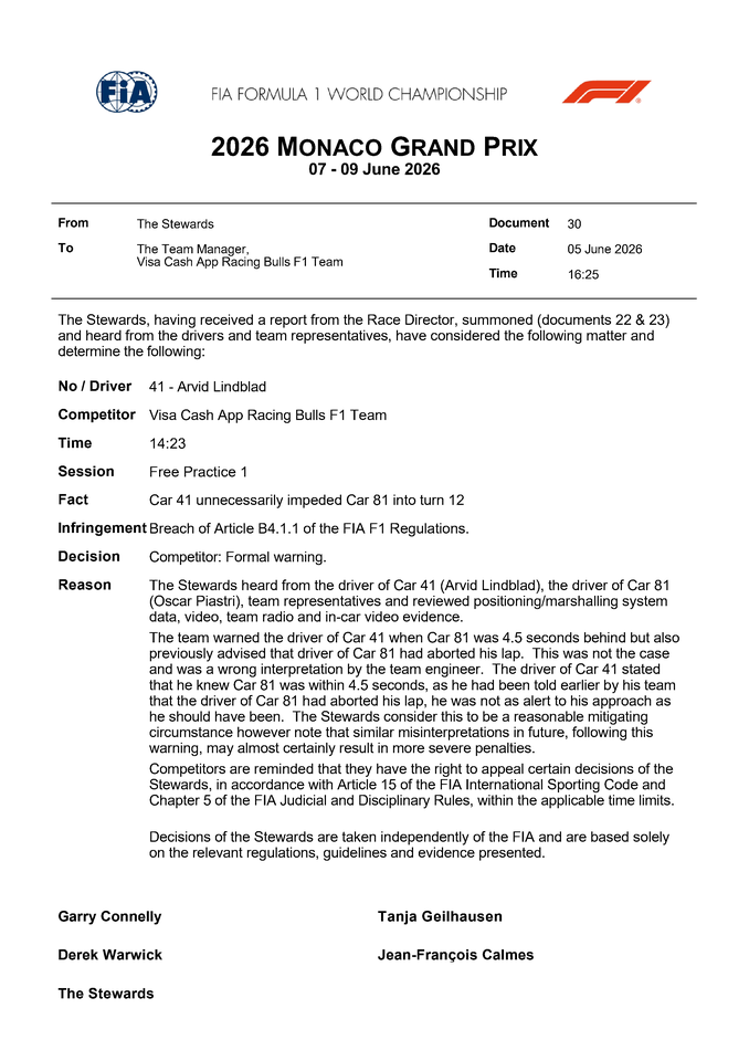 Thumbnail for Doc 30 - Infringement - Car 41 - Impeding of Car 81